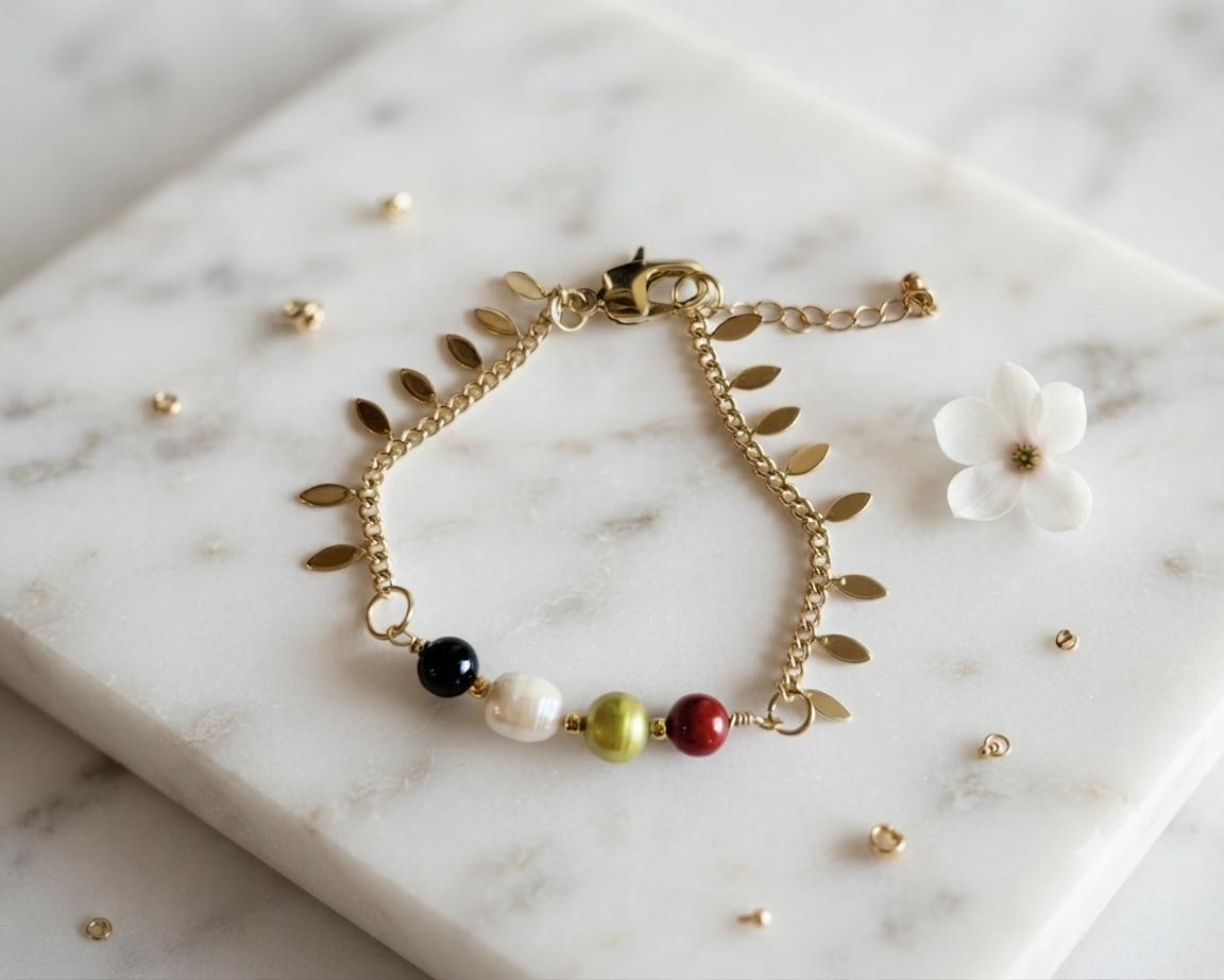 14K Gold-plated Colors of Palestine Gold-leaf Bracelet